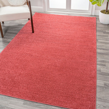 Haze Solid Low-pile Area Rug Red